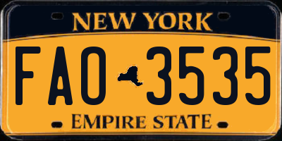 NY license plate FAO3535