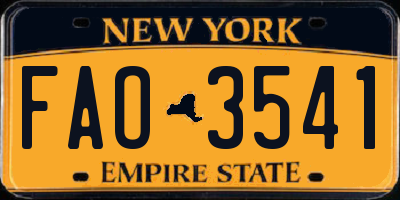 NY license plate FAO3541