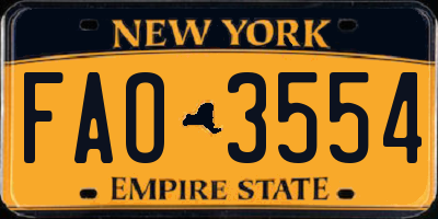 NY license plate FAO3554