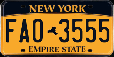 NY license plate FAO3555