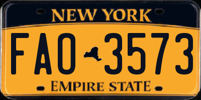 NY license plate FAO3573