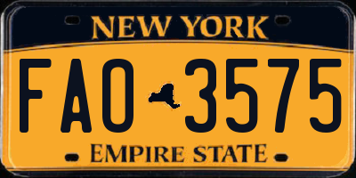 NY license plate FAO3575