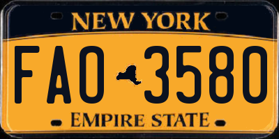 NY license plate FAO3580