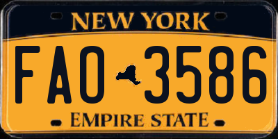 NY license plate FAO3586