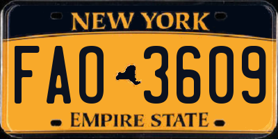 NY license plate FAO3609