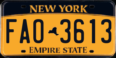 NY license plate FAO3613