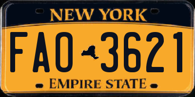 NY license plate FAO3621