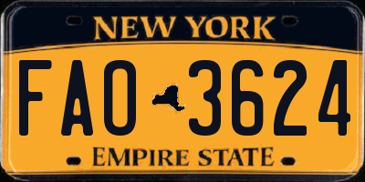NY license plate FAO3624