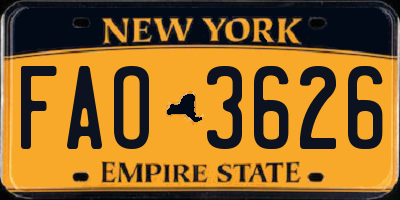 NY license plate FAO3626