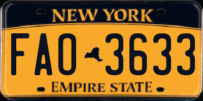NY license plate FAO3633