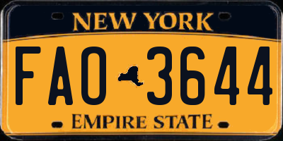 NY license plate FAO3644
