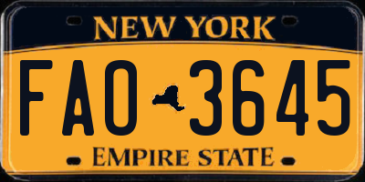 NY license plate FAO3645