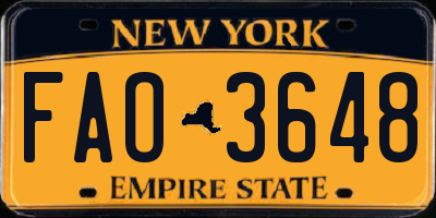 NY license plate FAO3648