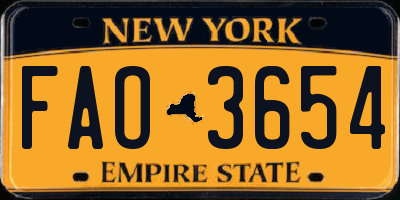 NY license plate FAO3654