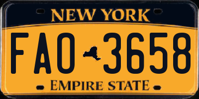 NY license plate FAO3658