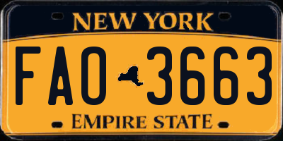 NY license plate FAO3663