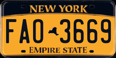 NY license plate FAO3669