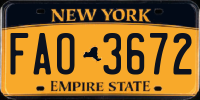 NY license plate FAO3672