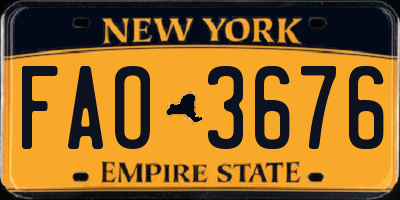 NY license plate FAO3676