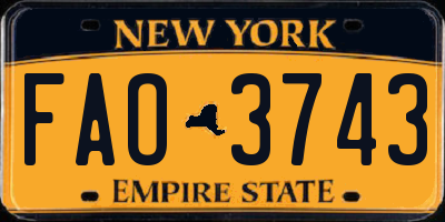 NY license plate FAO3743