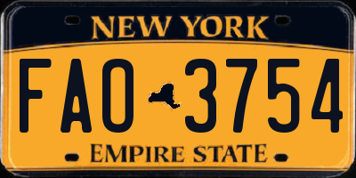 NY license plate FAO3754