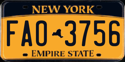 NY license plate FAO3756