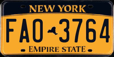NY license plate FAO3764