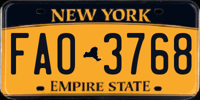 NY license plate FAO3768