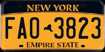 NY license plate FAO3823