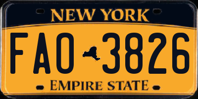 NY license plate FAO3826