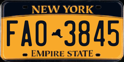 NY license plate FAO3845