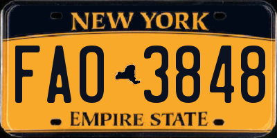 NY license plate FAO3848