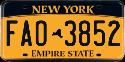 NY license plate FAO3852