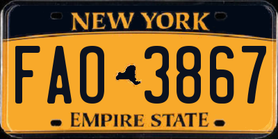 NY license plate FAO3867