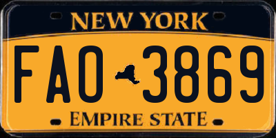 NY license plate FAO3869