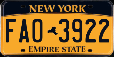NY license plate FAO3922