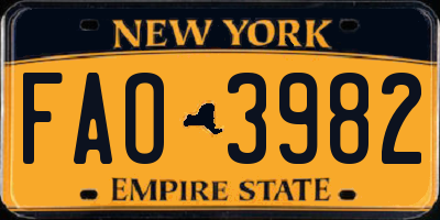 NY license plate FAO3982