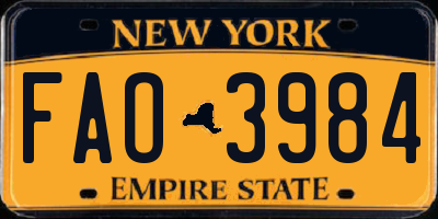NY license plate FAO3984