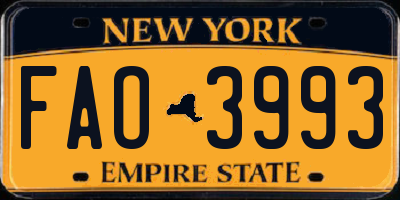 NY license plate FAO3993