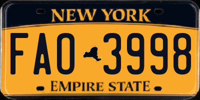 NY license plate FAO3998