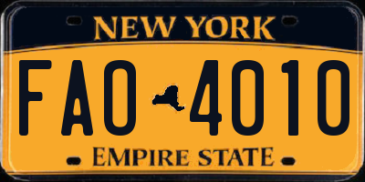 NY license plate FAO4010