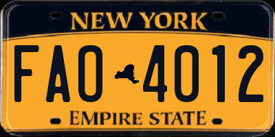 NY license plate FAO4012