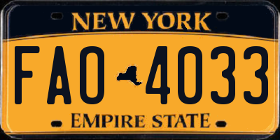 NY license plate FAO4033