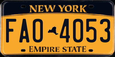 NY license plate FAO4053