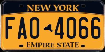 NY license plate FAO4066