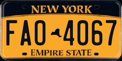 NY license plate FAO4067