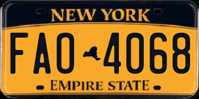 NY license plate FAO4068