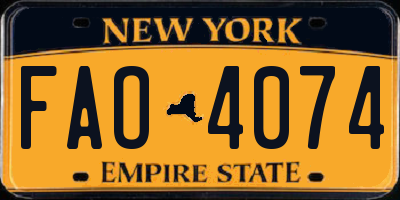 NY license plate FAO4074