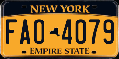 NY license plate FAO4079