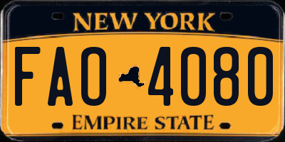 NY license plate FAO4080